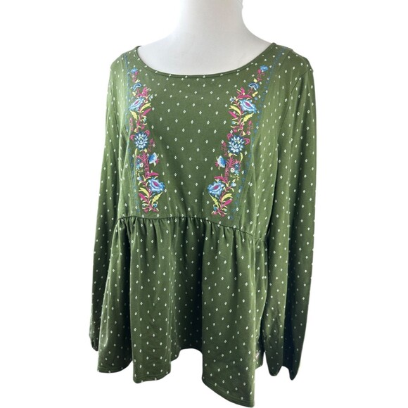 Matilda Jane Through Generations Embroidered Babydoll Top Diamond Print XXL NEW - Picture 3 of 10